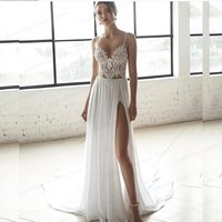 LSYX Customized Bohemian Wedding Dress Beach Two Pieces 2 A-line Sweetheart Bridal Gowns Sleeveless Simple Sweep Train Charming