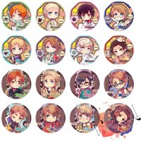 50mm Axis Power HETALIA World Anime badge Italy UK USA German France CN RU Stars Metal Badge Brooch Pins