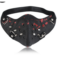 Punk Black PU Leather Masks New Party Cool Fashion Motorcycle Rock Face Spikes Hip-hop Halloween Cosplay Masks