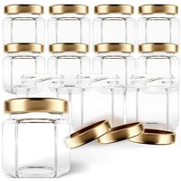 Hexagon Glass Jars Premium Food-grade. Mini Jars With Lids For Gifts, Wedding Favors, Honey, Jams And More