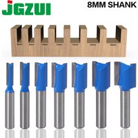 1PCS 8mm Shank Straight Woodworking Router Bit Set Carpenter Milling Cutter 6/8/10/12/14/18/20mm Cutting Diameter