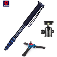 Manbily A-222 Aluminum Photography Stand Digital SLR Camera Monopod Additional Base & Ball Head mini high quality camera tripod