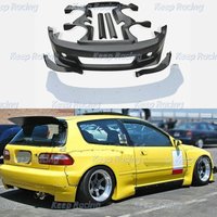 RB Style Fiberglass Wide Bodykit For Honda EG Civic Hatchback FRP Bumper Spoiler Glass Fiber Fender Side Skirt