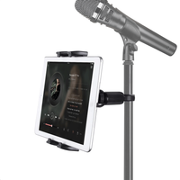 Universal Tablet Stand 4-13" Adjustable & Phone Mount Holder for Motorcycle Bike Microphone Tripod, Heavy Duty Bracket with 360°