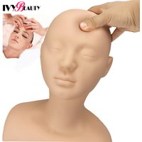 Soft Silicone Massage Training Mannequin Head With Shoulder Professional Cosmetology Make Up Practice Doll Head For Hairdressers