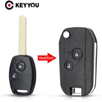 KEYYOU 2/3/4 Buttons Modified Remote Flip Car Key Shell Case For Honda Accord Civic 2006-2011 CRV 2018 Pilot fit With Rubber Pad