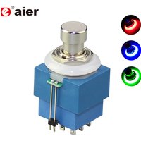 10PCS Foot Switches 4A 125VAC/30VDC 2A 250V Push Button Switch Latching 9 Pin 3PDT ON-ON Red Blue Green LED With Solder Terminal