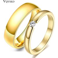 Gold Color Wedding Bands Couple Ring for Women Men Jewelry Stainless Steel Engagement Rings Anniversary Gift Design Wholesale
