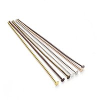 50pcs/bag 60 70 80mm Flat Head Pins Dia 0.8mm Gold/Silver/Rhodium/Bronze Head Pins For Jewelry Making Accessories