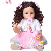 NPK 55CM reborn baby toddler princess full body soft silicone flexible soft touch curly hair fashion girl doll Xmas Gift