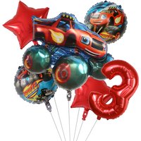 6Pcs Blaze Monster Machines Car Theme Birthday Party Decorations 30inch Number Balloons Set Boys Favors Toy Baby Shower Supplies