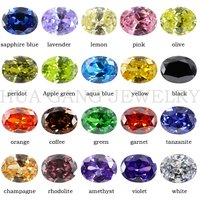 5A CZ ovale Form Größe 2x3mm ~ 13x18mm synthetische Edelsteine Zirkonia für Schmuck, weißer Granat Schwarz Golden Gelb Amethyst