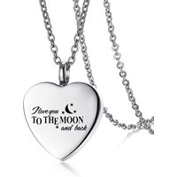 Cremation Jewelry for Ashes -l love you to the moon and back Heart Urn Pendant Necklace for Ashes-with funnel filling tool