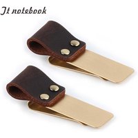 Metal Leather Pen holder Brass and Stainless steel Pencil clip for Genuine Leather notebook Journal diary