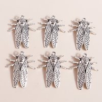 Leslie 10pcs 22*27mm 3D Flying Cicada Charms for Jewelry Making Alloy Insect Charms Necklaces Earrings Diy Making Accessories