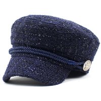 2021 Cotton Women Shine Solid Color Duck Tongue Beret Simple Casual Octagonal Cap Autumn and Winter Joker Painter Hat 28