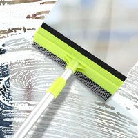 2-in-1-Fensterreiniger-Bürste, Haushaltsreinigungswerkzeuge, Wischer, Glasfensterreiniger, Teleskopstange, Rakel, Schwamm, verstellbar