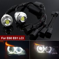 2pcs 160w Canbus Angel Eyes LED Marker Lights white for BMW 5-Series E60 E61 LCI Halo Ring Light Bulb Headlight Car Styling