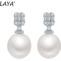 LAYA Shell Pearl Earrings For Women Pure 925 Sterling Silver Shiny White Cubic Zirconia Elegant Luxury Fine Jewelry 2022 Trend
