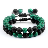 Natural Green Malachite Stone Lava Beaded Bracelets Charms Men Strand Bracelet&Bangle Fashion Women Yoga Jewelry Gift Prayer 8mm
