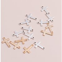 Leslie 40pcs Small Alloy Connector Cross Charms Pendants for Handmade Bracelets Necklaces 2 Color 18x12mm Jewelry Accessories