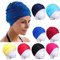 1pc New Nylon Turban Diving Hat Adults Swimming Caps Men Women Long Hair Waterproof Pool Bathing Hats Ear Protect Elastic