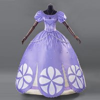 Princess Sofia Dress Girls Sophia Cosplay Costume Adult Women Layerd Dress Halloween Party Fancy Costumes Free Crown Necklace