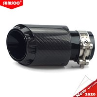 New Car Carbon Muffler Tip Exhaust three-layer design bullet shape Universal Straight Stainless Black Exhaust Pipe Mufflers