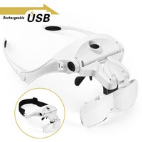 Magnifying Glasses, Rechargeable LED Light Lamp Head Loupe Headband Magnifier Eyewear Glasses Tool Repair Reading Magnifier