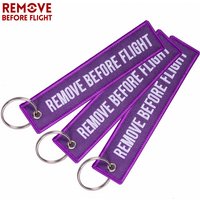 3 PCS/LOT Fashion Jewelry Keychain for Cars Customized Key Chains Purple Embroidery Key Fobs REMOVE BEFORE FLIGHT Key Chain Tag