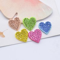 30Pcs 17mm Padded Colorful Rhinestone Heart Patches for DIY Crafts Clothes Hat Headwear Hair Clips Decor Appliques Accessories
