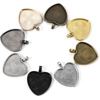 10pcs/lot 25mm Heart-Shaped Pendant Cabochon Base Setting Cameo Findings For DIY Jewelry Making Supplies