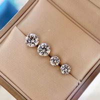 Solitaire 5mm/9mm Lab Diamond Stud Earring 925 sterling silver Anniversary Wedding Earrings for Women men Party Jewelry