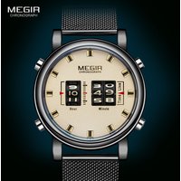 MEGIR 2020 Neue Luxus Uhren Männer Militär Sport Roller Pointer Quarzuhr Mann Mode Edelstahl Mesh-Armband Armbanduhr