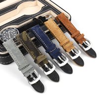 Bracelet de montre en cuir suédé, 18mm, 19mm, 20mm, 22mm, Vintage, fait à la main, gris, marron, ceintures de remplacement pour accessoires de montre