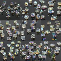 30pcs Clear AB Colors Czech Crystal Glass Bead Faceted Round Heart Square Shape Spacer Beads For Jewelry Making DIY Needlework
