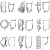 Real 100% 925 Sterling Silver Color Zircon Findings Earrings Leverback Earwire Fittings Components Accessories Handmade Supplies