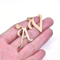 5pcs/Lot Gold Color Stainless Steel Letters Charms For Necklace Anklets Jewelry Making Accessories Wholesale Pendant 26 Alphabet