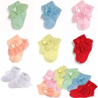 4Pair/lot New lace bow short socks newborn baby socks