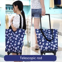 Folding Shopping Pull Cart Trolley Bag with Wheels Reusable Grocery Shopping Bags Eco Large Food Supermarket Vegetables Bags