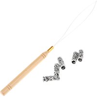 5Pcs DIY Dreadlocks Hair Beads Viking Runes Beads Hair Rings With Wire Pulling Hook Tool For Jewelry Making Hair Beard Crafts