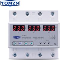 TOMZN Three Phase Adjustable Over and Under Voltage Protector 3 Phase Automatic Recovery Protective Device Reset 63A 380V