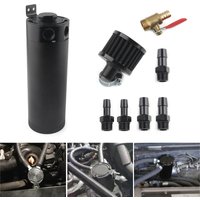 Universal Billet Aluminum Baffled 2-port New Long Oil Catch Can Tank with Breather Filter Engine Mini Oil Separator