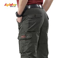 Men's Spring Overalls Army Cargo Pants Spring Cotton Baggy Denim Pants Male Multi-pockets Casual Long Trousers Plus Size 42