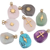 5pcs Lot Natural Stone Stainless Steel Gold Plated Designer Charms Pendants DIY Bracelet Earring Necklace Jewelry Making