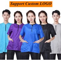 Pet Shop Groomer Waterproof Top Non-stick Hair Dog Bathing Short Sleeve Plus Size Work Clothes Support Custom LOGO G0201