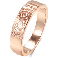 Kinel New Trend Glossy Hollow Flower Rings for Women 585 Rose Gold Natural Zircon Ethnic Bride Ring Wedding Vintage Jewelry