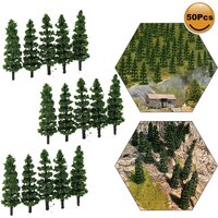 50pcs Model Train Trees N Scale 1:160 50mm TC50 Railway Modeling Plastic Green Trees