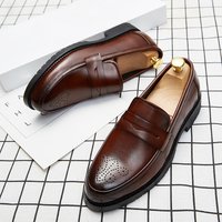 2026 Luxury Brand Penny Loafers men Casual shoes Slip On Leather Dress Shoes Size 38-44 Brogue Carving Loafer Driving Party