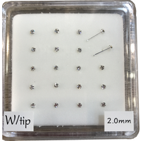 20Pcs/Box 925 Sterling Silver Nose Studs 2.0MM Crystal Nose Pin Body Piercing Jewelry Piercing Nariz Plata Percing Nez